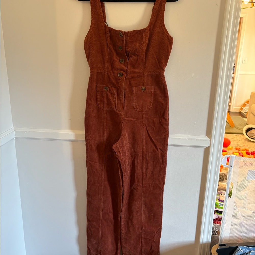 Urban Outfitters Rust Corduroy Button-Front Jumpsuit, NWOT
